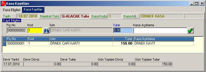 AXOFT Ticari Kasa Kayıt Bilgi Girişi