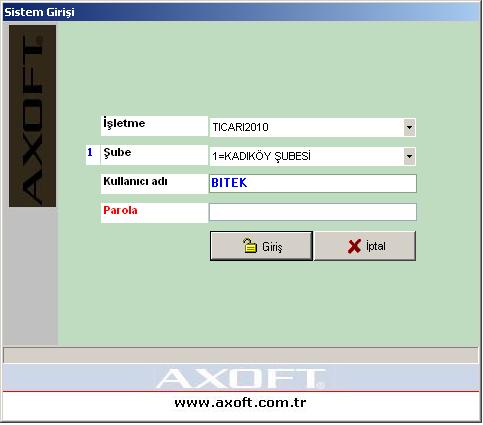 AXOFT Ticari Entegre Kullanc Girii